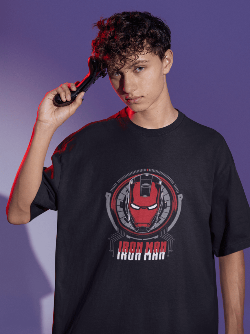 Iron Man Black Oversized T-Shirt