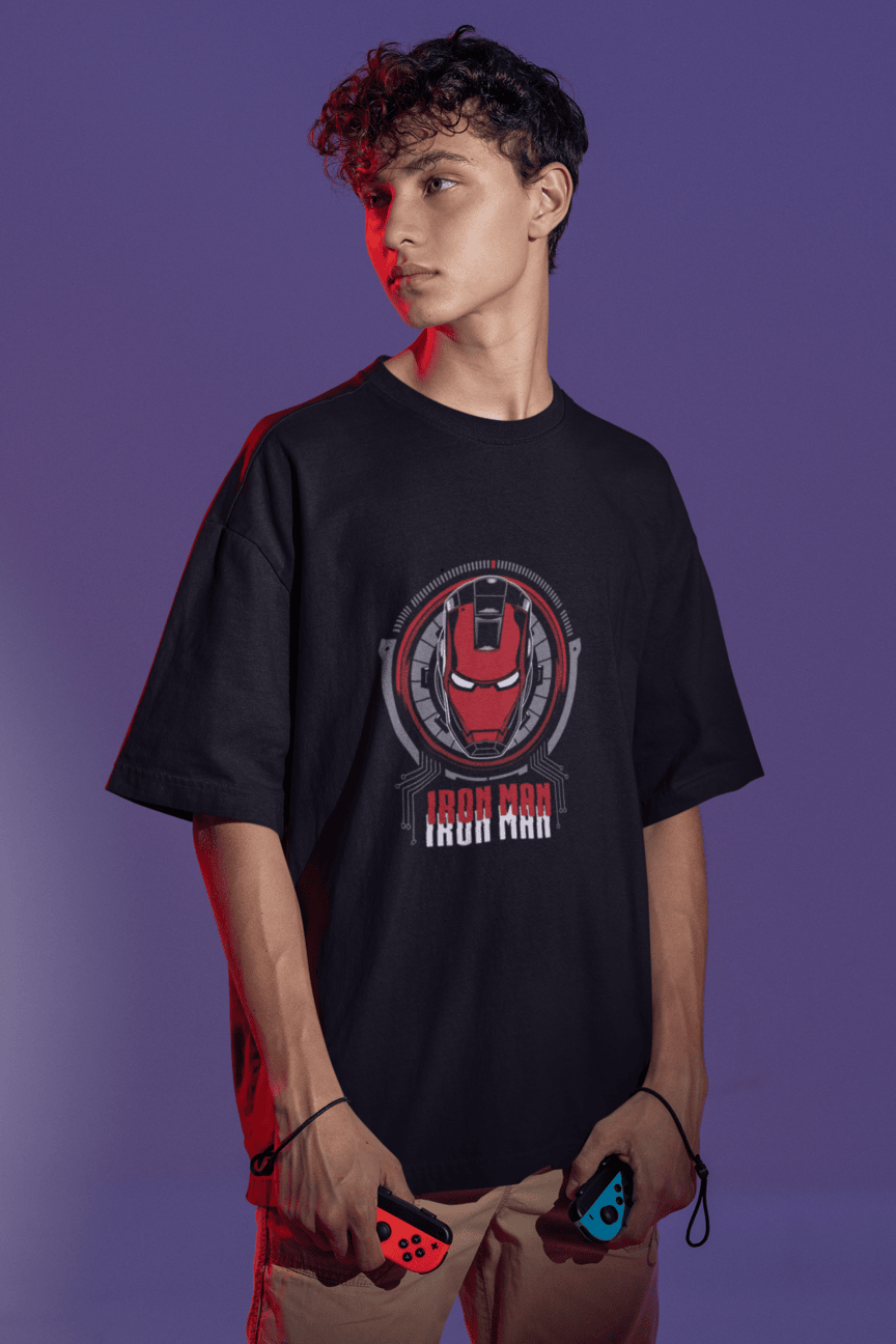 Iron Man Black Oversized T-Shirt