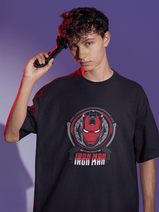 Iron Man Black Oversized T-Shirt